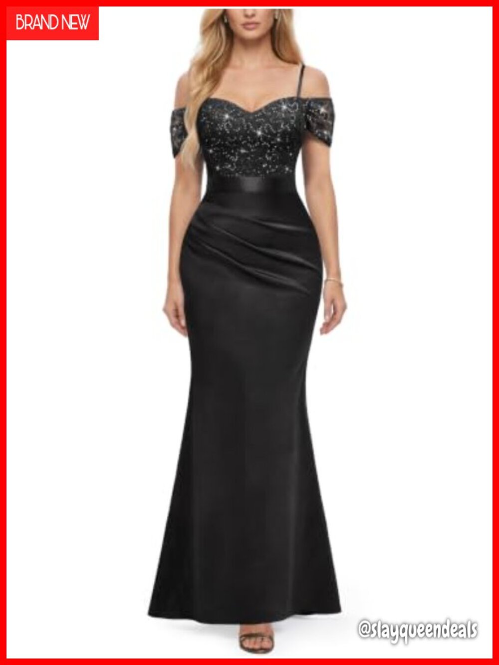 Sequin Lace Formal Maxi Dress Spaghetti Straps Evening Prom